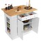 Adjustable Kitchen Island with Storage Cabinet and Solid Wood Top